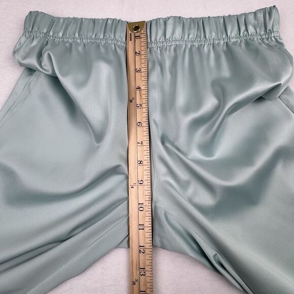 House of Harlow 1960 Women's Satin Pajama Set Seafoam Green Small Pearl Button - Picture 12 of 16